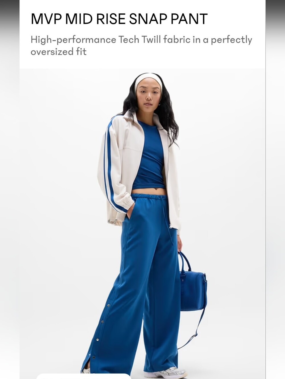 Athleta MVP Mid Rise Wide Leg Snap Pant - Blue Sz S
